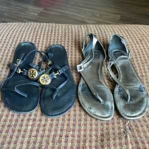 Tory Burch Black and Metallic Sandals